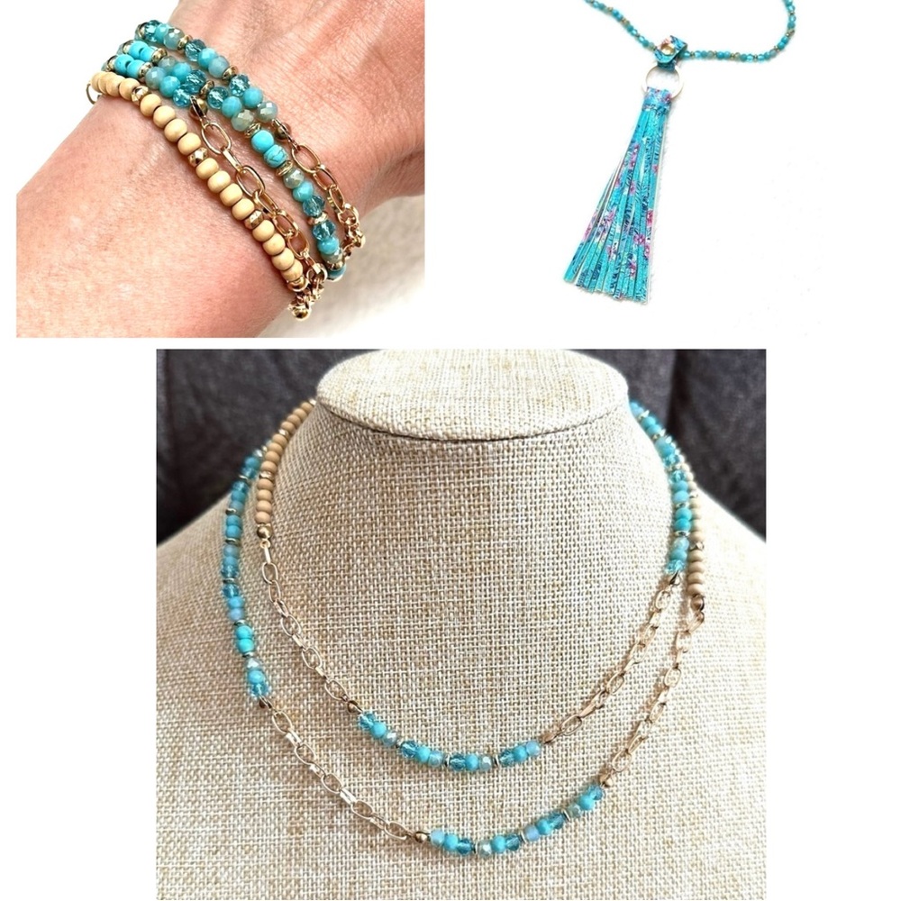 Riah Fashion Leather Tassel Boho Necklace Bracelet
